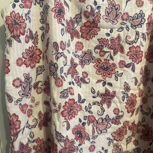 NEW Gap White Floral Sleeveless Halter Keyhole Tie Back Tank Blouse Top Size XL - Picture 3 of 7